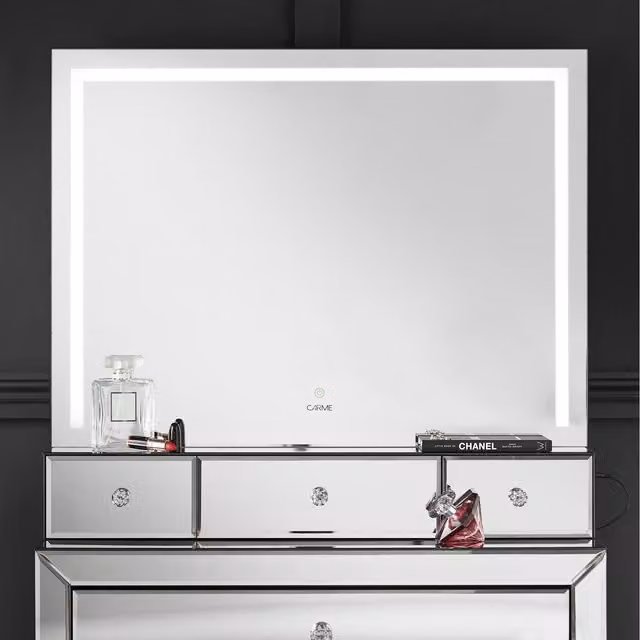 CARME Callie Silver LED Touch Sensor Tabletop Mirror