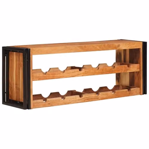 vidaXL Industrial Wall-Mounted Wine Rack in Brown Solid Acacia Wood, W/D/H: 120 x 45 x 33 cm – 1