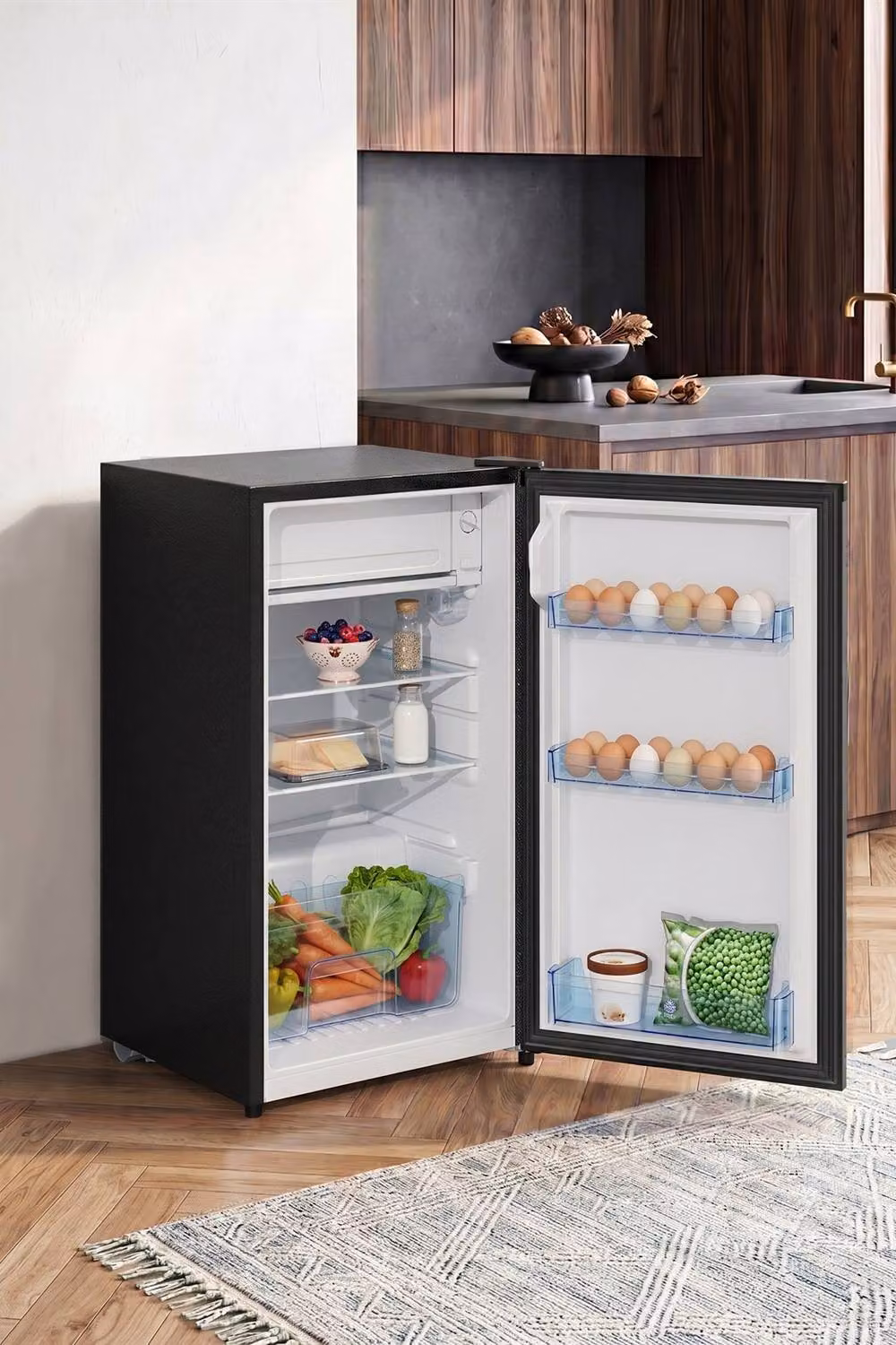 Living and Home 106L Freestanding Refrigerator with 9L Freezer Box in Black – 3