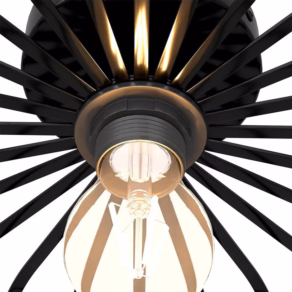 Emitto Industrial Metal Pendant Ceiling Light in Black with E27 Socket – 6