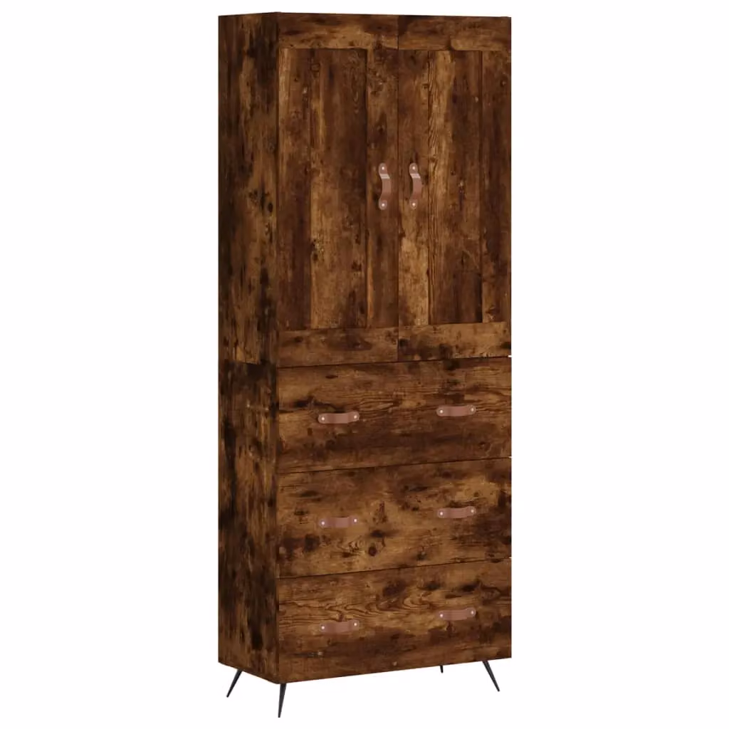 Berkfield Home Smoked Oak Highboard in Brown, W/D/H: 69.5 x 34 x 180 cm – 2