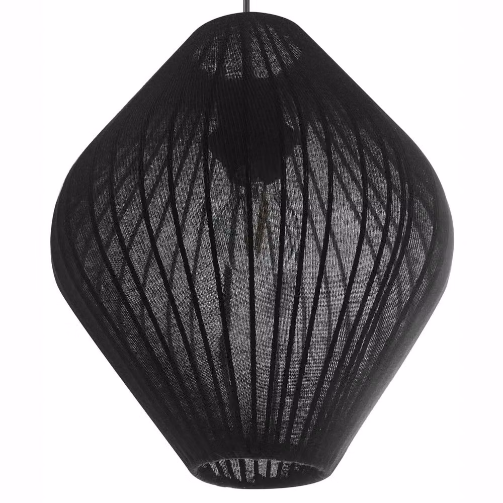 Wyld and Coco Black Modern Pendant Lamp with Height Adjustable Fabric Shade – 4