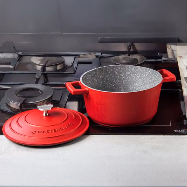 MasterClass Red Cast Aluminium Non-Stick Casserole Dish, 4L