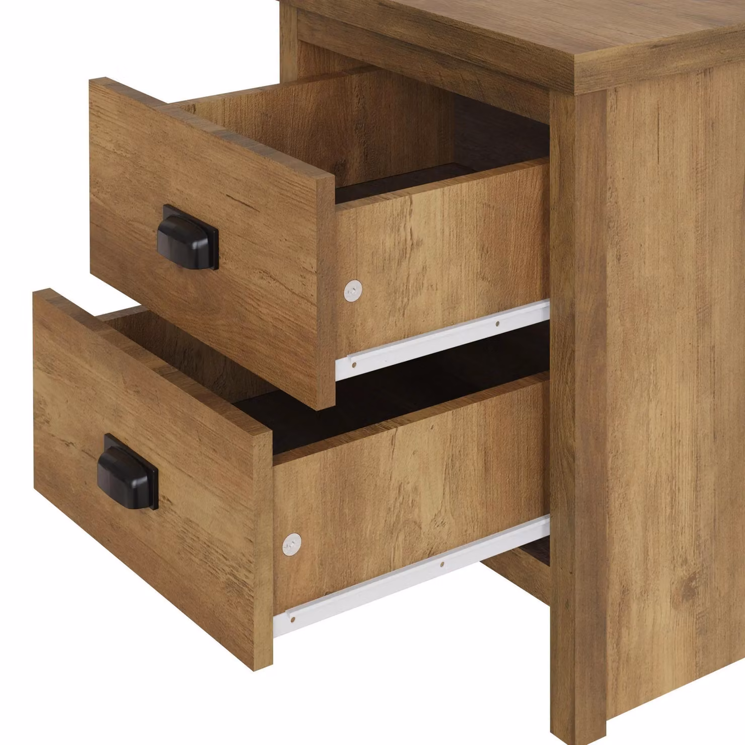GFW Boston 2 Drawer Bedside Table in Brown Oak Effect – 3