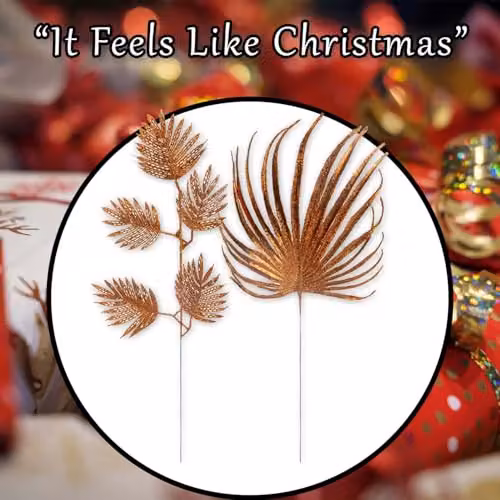 VFM e-Store Glitter Spruce Leaf Christmas Ornament, Rose Gold, H 51.5 cm x W 20.2 cm x D 0.3 cm – 5
