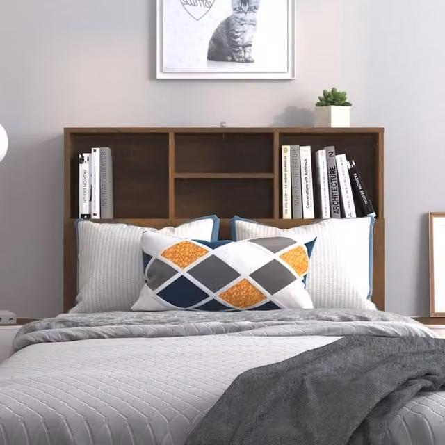 Berkfield Home Brown Oak Headboard Cabinet with Integrated Shelf, W: 100 cm, D: 19 cm, H: 103.5 cm – 1