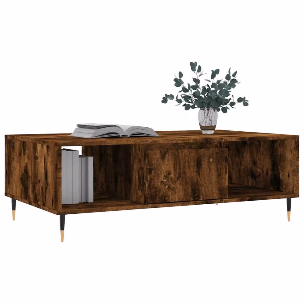 Berkfield Home Smoked Oak Coffee Table in Brown, W/D/H: 104 x 60 x 35 cm – 3