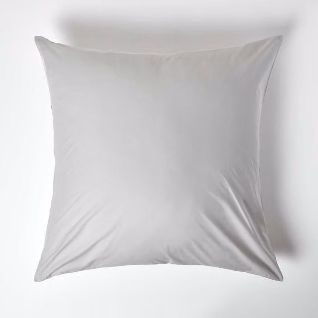 Homescapes 200 Thread Count Grey Combed Cotton Percale Pillowcase, W/D/H: 60 x 80 cm