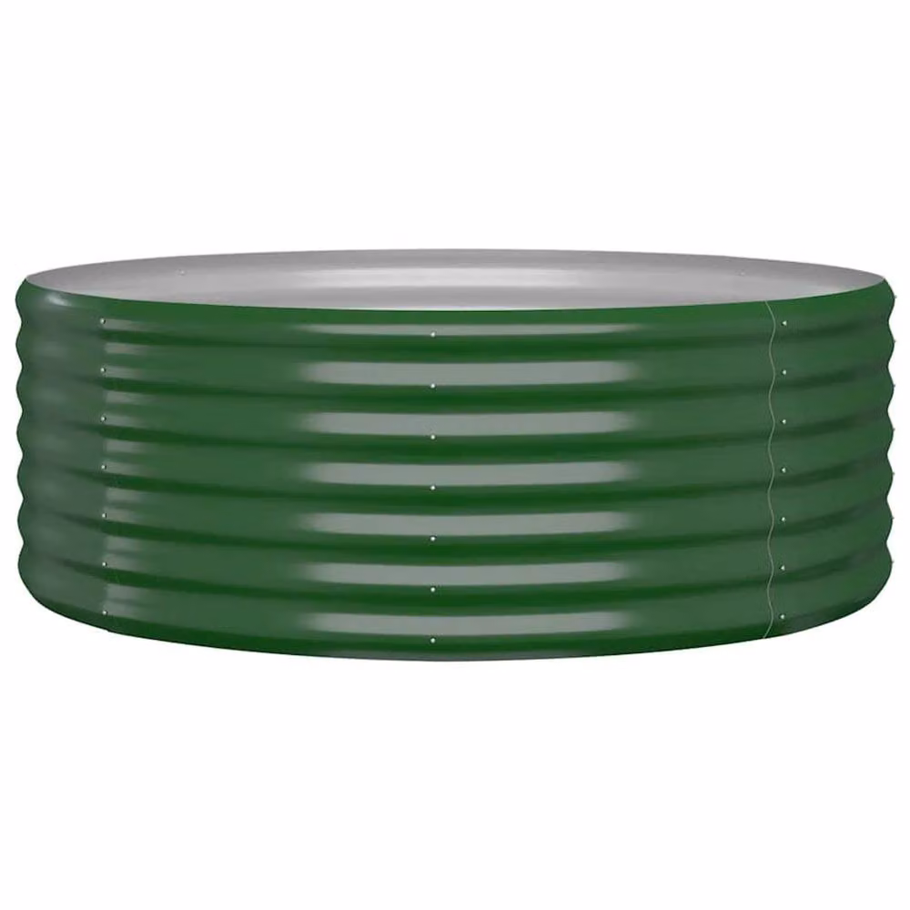 Berkfield Home Garden Green Powder-coated Steel Raised Bed W/D/H: 100 x 100 x 36 cm – 2