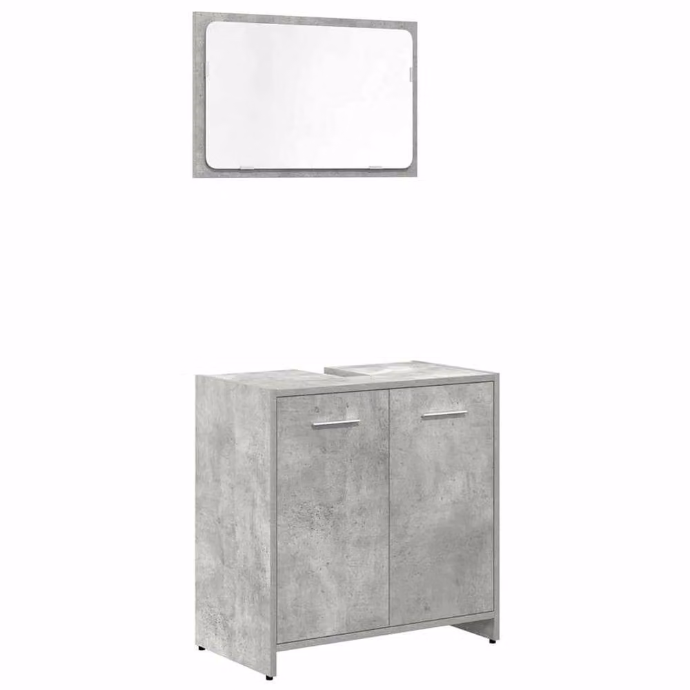 Berkfield Home Modern 3 Piece Grey Bathroom Furniture Set with Vanity Unit, Mirror Cabinet and Tall Cabinet – 2