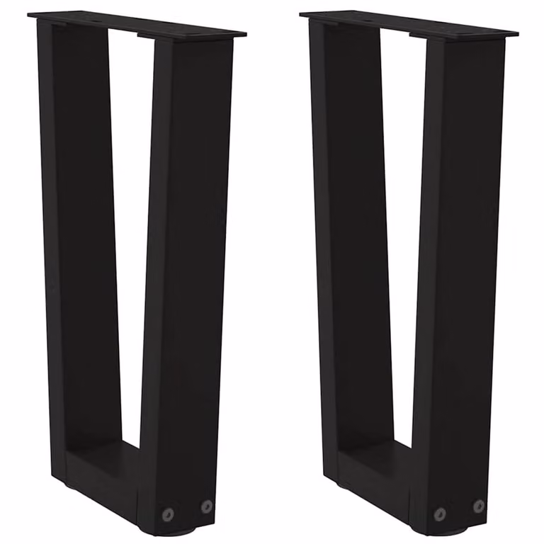 Berkfield Home V-Shape Dining Table Legs, 2 Piece Black Steel Set, W: 38 cm, H: 42-43.3 cm