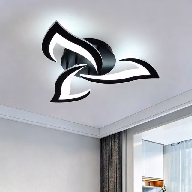 Goeco Modern LED Flower Ceiling Light, 36W, 6500K Cool White, Black – 1