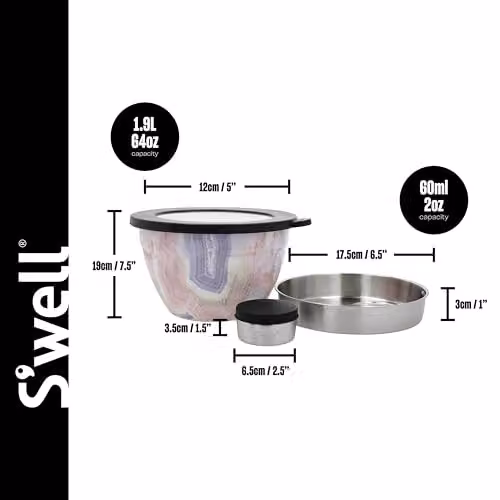 S'well Geode Rose Salad Bowl Kit, Pink, 1.9 l – 3