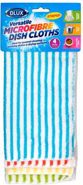 Bedsland 4 Pack Striped Microfibre Dish Cloths, Soft Absorbent Multicolour Kitchen Towels – 1