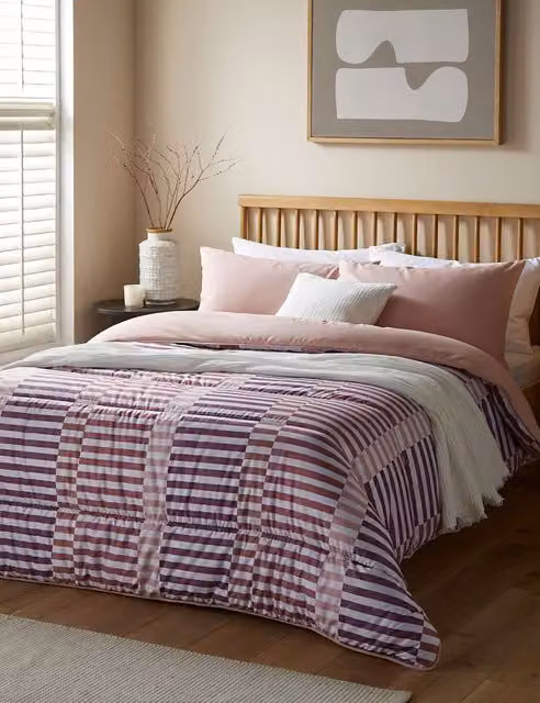 Nightlark Rosy Stripes 10.5 Tog Coverless Duvet Set in Pink