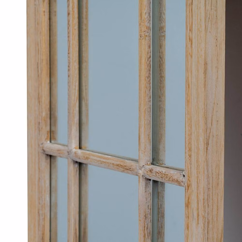 Lemon Pavilion Washed Wood Tall Arched Window Mirror in Light Brown, W: 50 cm, H: 170 cm – 2