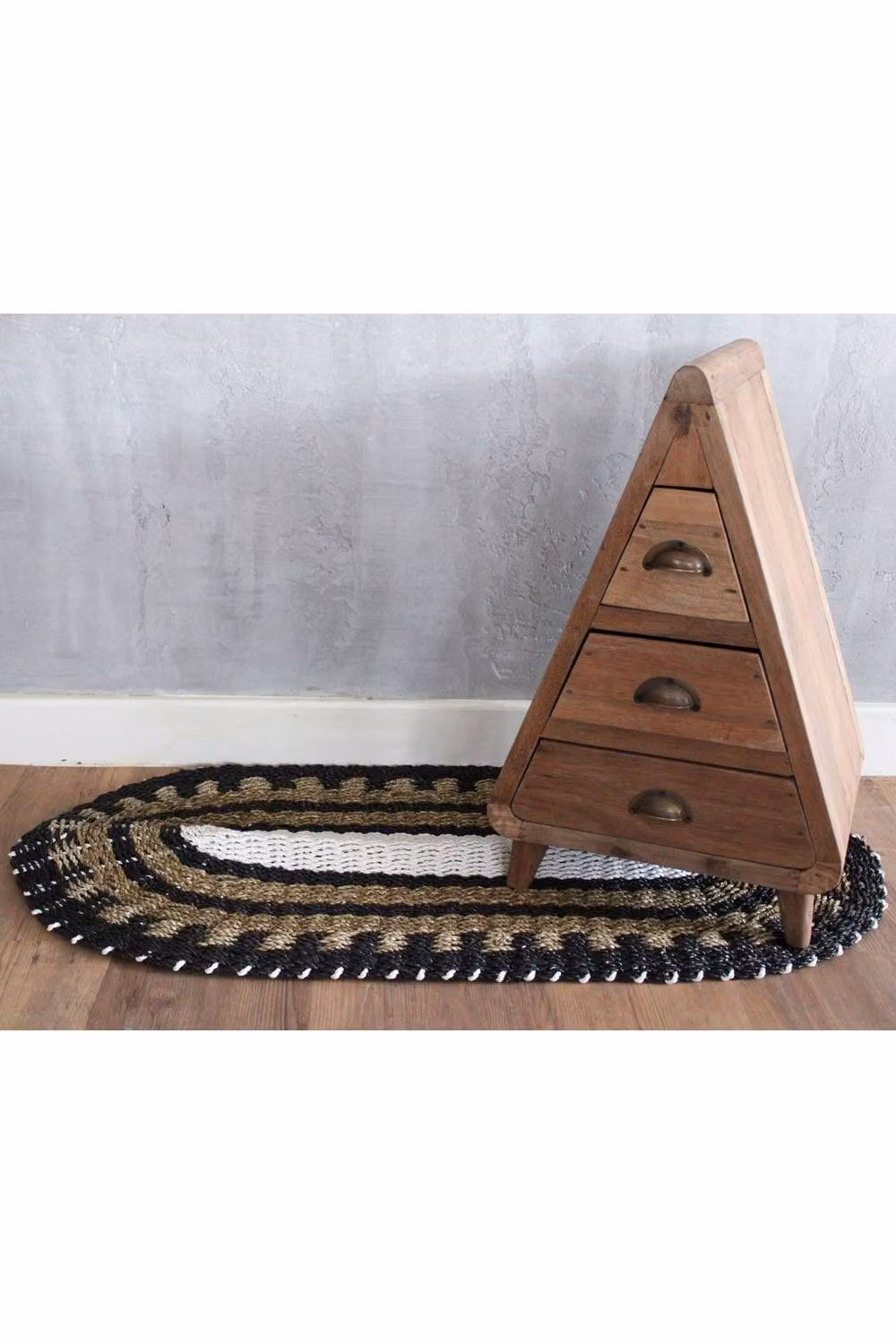 KDMD Classic Oval Seagrass Rug in Black and White, W: 60 cm, L: 120 cm – 3