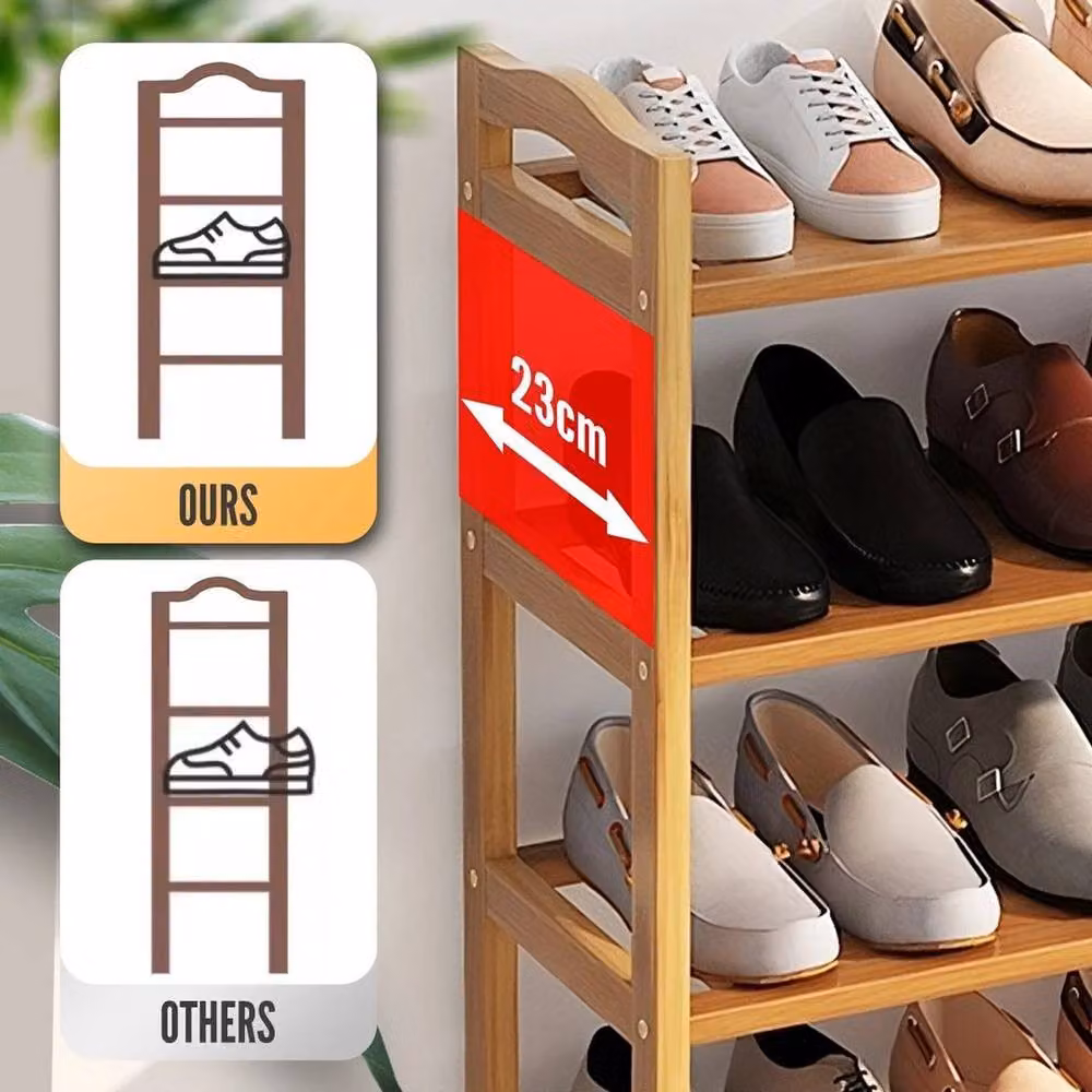 FLAVORA 6-Tier Bamboo Shoe Rack in Natural Brown – 4