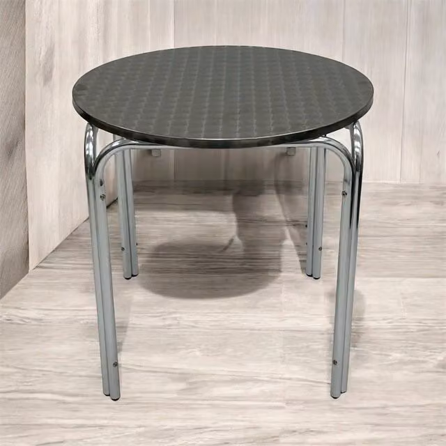 SPETLEK Round Stacking Aluminium Bistro Table in Silver – 1