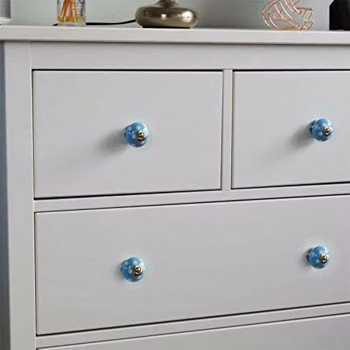 Nicola Spring Polished Ceramic Cabinet Knobs, Blue and White, Pack of 6 – 2