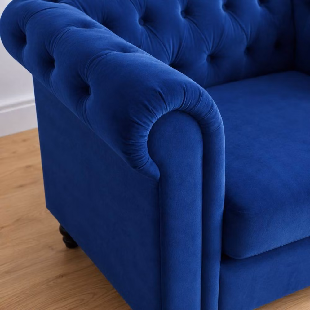 Sofaya Hampton Chesterfield 1 Seater Armchair in Blue Velvet – 3