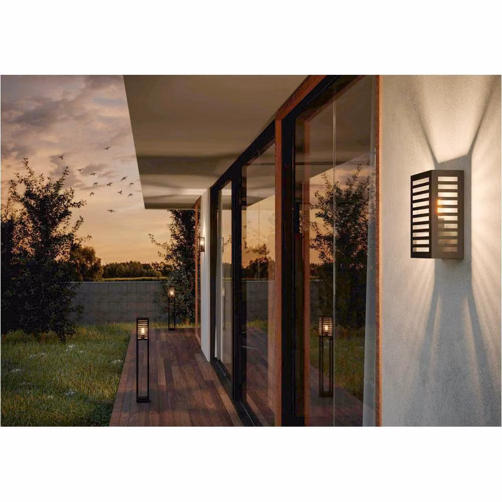 Loops 2 Pack Black Modern Metal Indoor Wall Light with E27 Up and Down Lighting – 3
