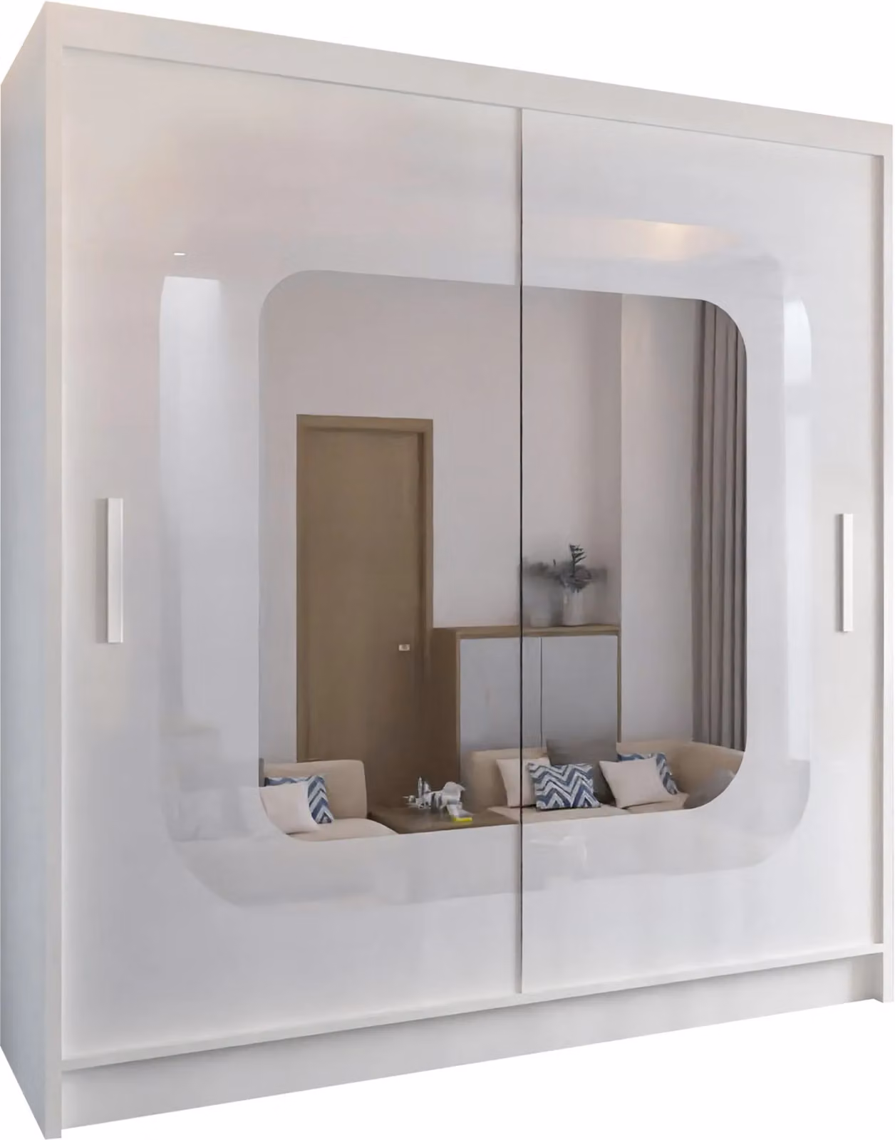 Sliding Wardrobes 4U Chenai White Sliding Door Wardrobe with Mirror Glass Design W: 150 cm, H: 217 cm – 2