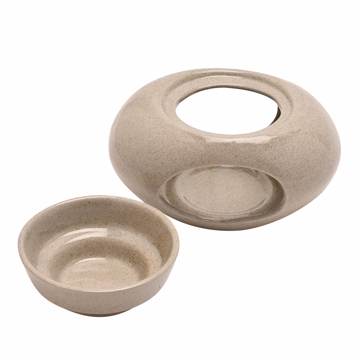 Hestia Pebble Shaped Ceramic Wax Melt Burner in Beige – 2