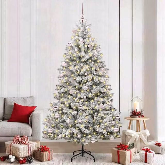 Berkfield Home Artificial Christmas Tree in Green and White, Height: 240 cm