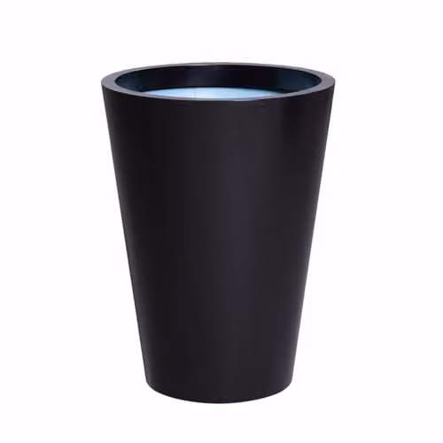 Primrose Black Galvanised Steel Cone Flared Garden Planter with Drainage, Height: 70 cm, Width: 52 cm – 1