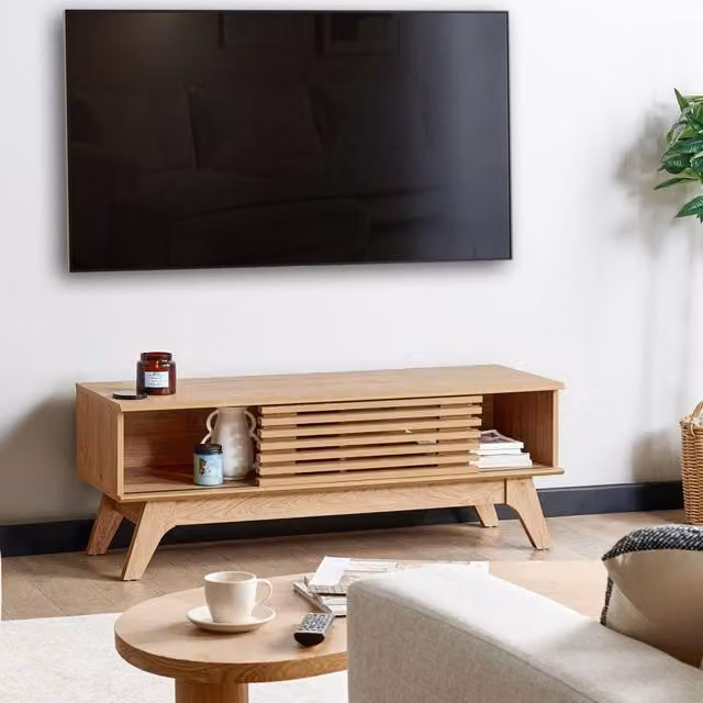 Wyld and Coco Modern Brown TV Stand with Cable Management and Storage – 1