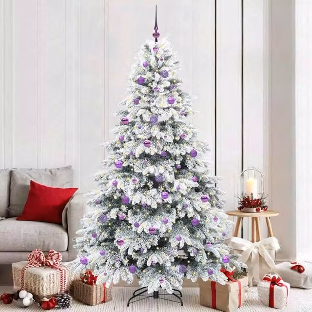 Berkfield Home Artificial Green Christmas Tree with 300 Warm White LEDs, Height: 210 cm