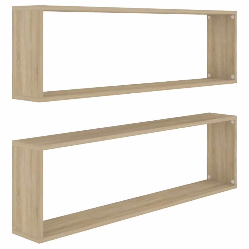 Berkfield Home Wall Cube Shelf Set of 2, Sonoma Oak, Brown, W/D/H: 100 x 15 x 30 cm – 2