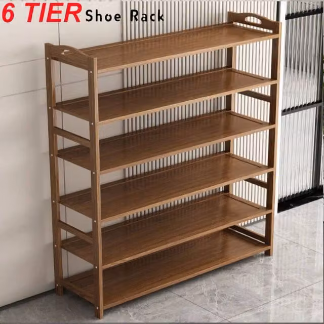 EONLION 6 Tier Wooden Shoe Rack in Brown, Width: 50 cm – 1