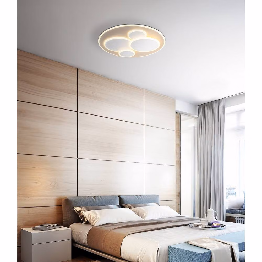 Netlighting Monty Semi Flush Ceiling Light in Matt White with Warm White LED – 2