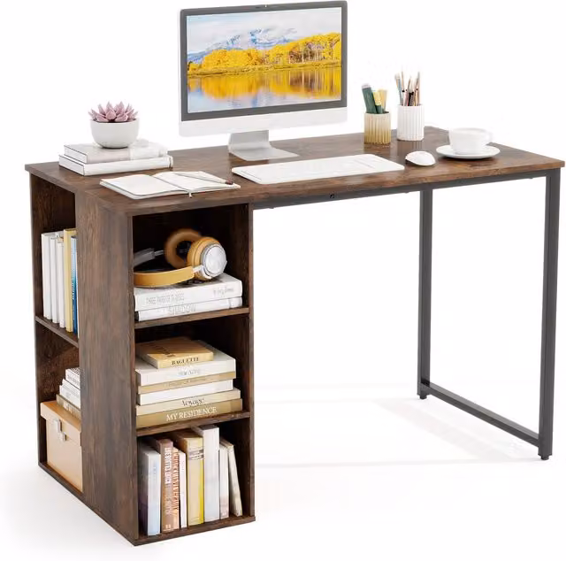 Costway Modern Home Office Computer Desk in Brown, W: 115 cm, D: 59 cm