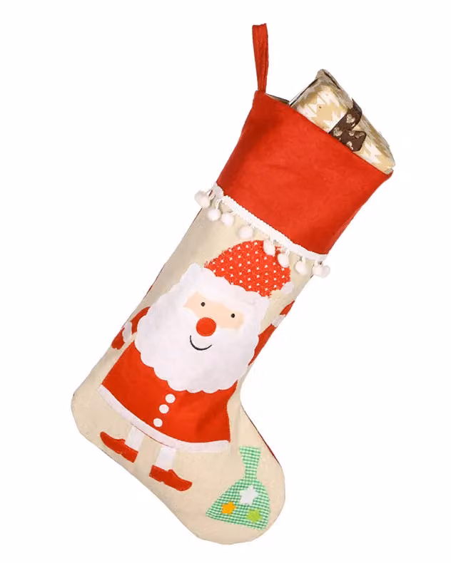 Dibor Set of 4 Red and Multicolour Santa Claus Pom Pom Christmas Gift Bags and Hanging Stockings – 2