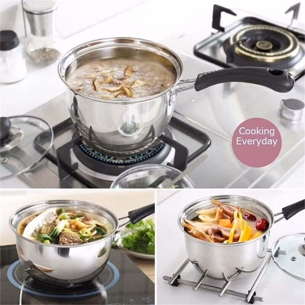 PAWNORA 3 Piece Stainless Steel Induction Saucepan Set, Silver – 3