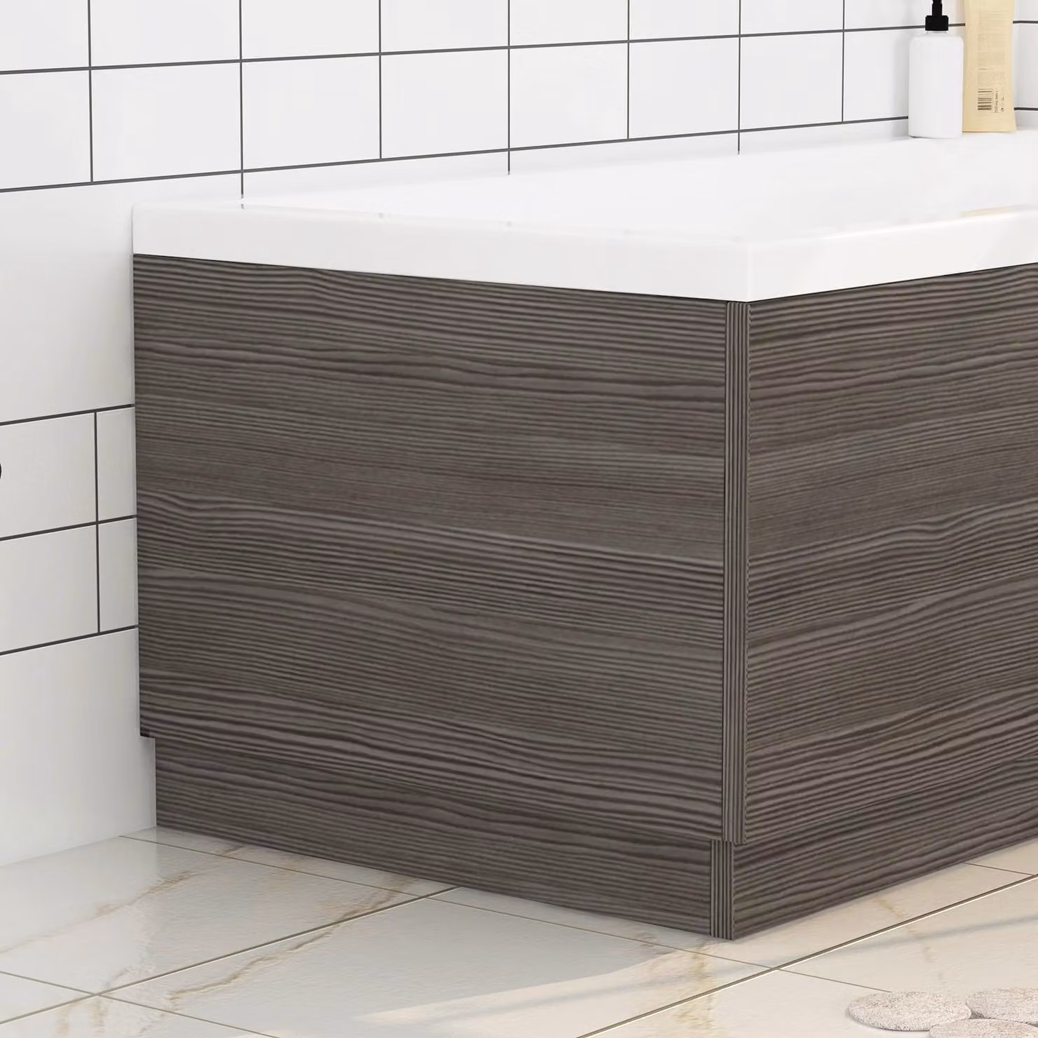 Royal Bathrooms Turin Grey Elm MDF Bath End Panel, Width: 70 cm
