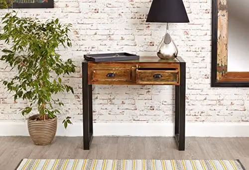 baumhaus Urban Chic Industrial Console Table in Brown and Multicolour, W/D/H: 91.0 x 40.0 x 80.5 cm