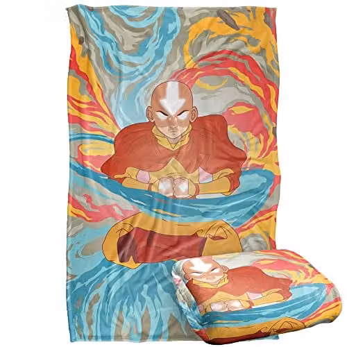 Nickelodeon Avatar The Last Airbender Aang Super Soft Snuggle Blanket, Multicolour, W: 91 cm, D: 147 cm
