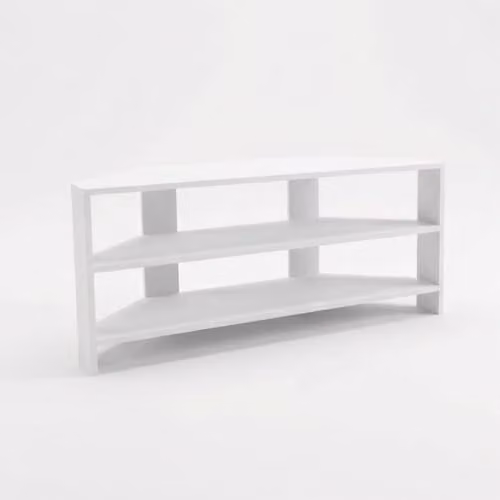 FWStyle White Scandinavian Corner TV Unit, W: 110 cm, D: 36 cm, H: 45 cm