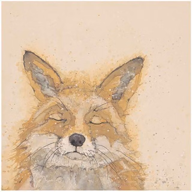 Bev Davies Zen Fox Paper Poster in Beige, W/H: 30 x 30 cm
