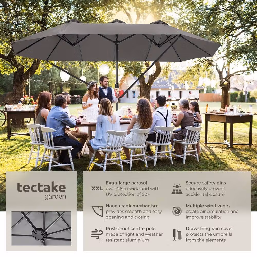 tectake Silia Cantilever Parasol in Grey, W/D/H: 270 x 241 x 241 cm – 2