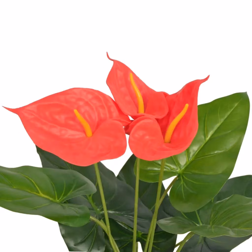Berkfield Home Artificial Anthurium Potted Plant in Red and Yellow, Height: 45 cm – 2