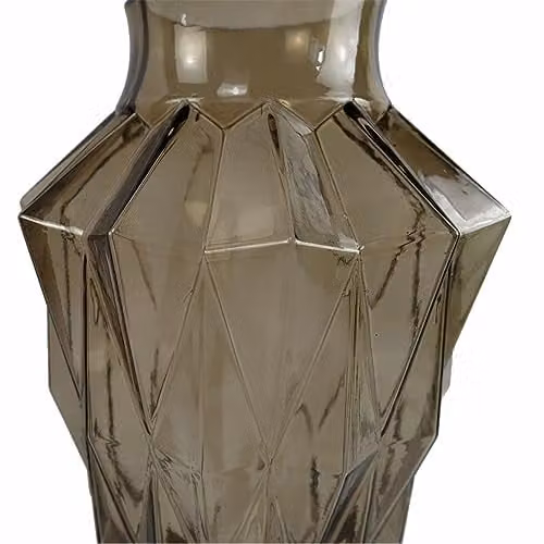 Botanik Premium Luxury Geometric Glass Tabletop Vase, Brown, Height: 30 cm – 2