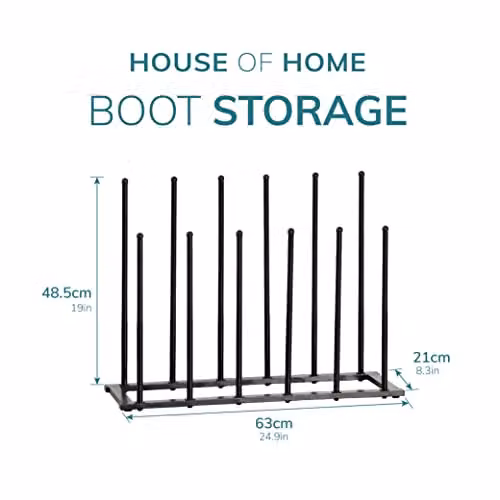Direct Online Houseware Black Metal Welly and Boot Storage Shoe Rack Stand for 6 Pairs, H 64.0 x W 48.5 x D 21.0 cm – 2