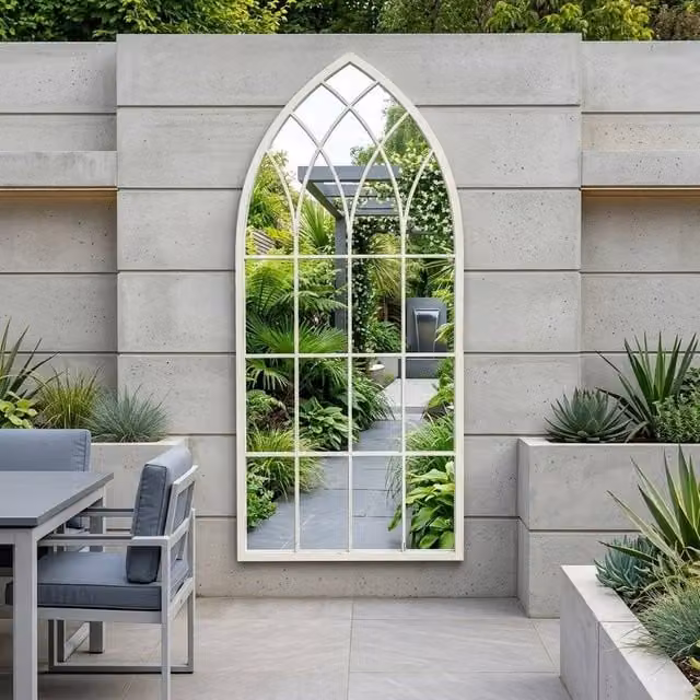 Garden Greatness Pagoda Kew Multicolour Metal and Glass Outdoor Wall Mirror, W/H: 115 x 50 cm