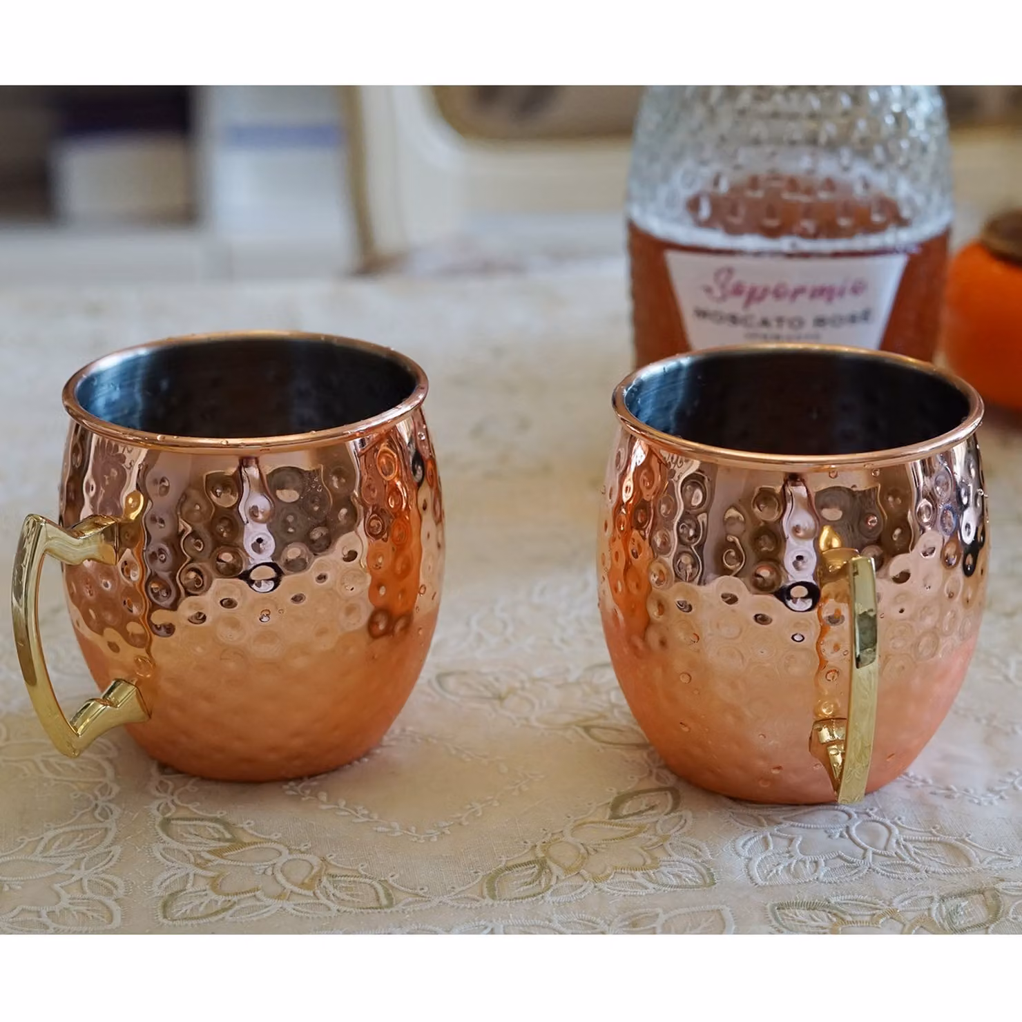 Gr8 Home Set of 2 Copper Barrel Stainless Steel Drinking Mugs in Bronze and Gold – 2