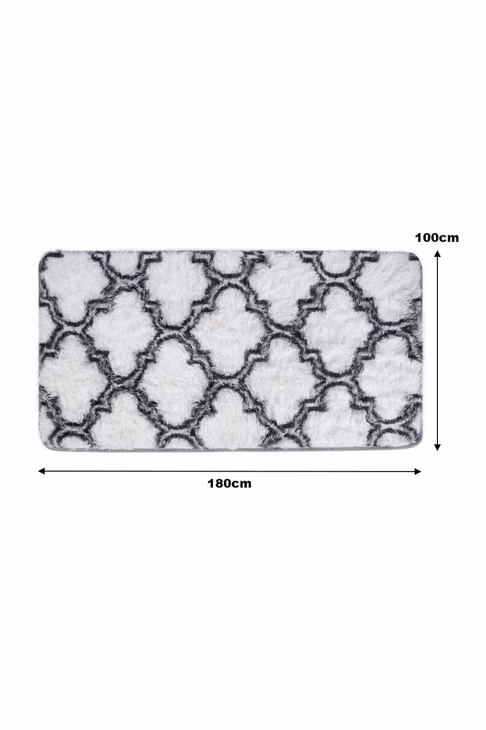 Living and Home Modern Geometric Shag Rug in White and Grey, W/D/H: 180 x 100 cm – 2